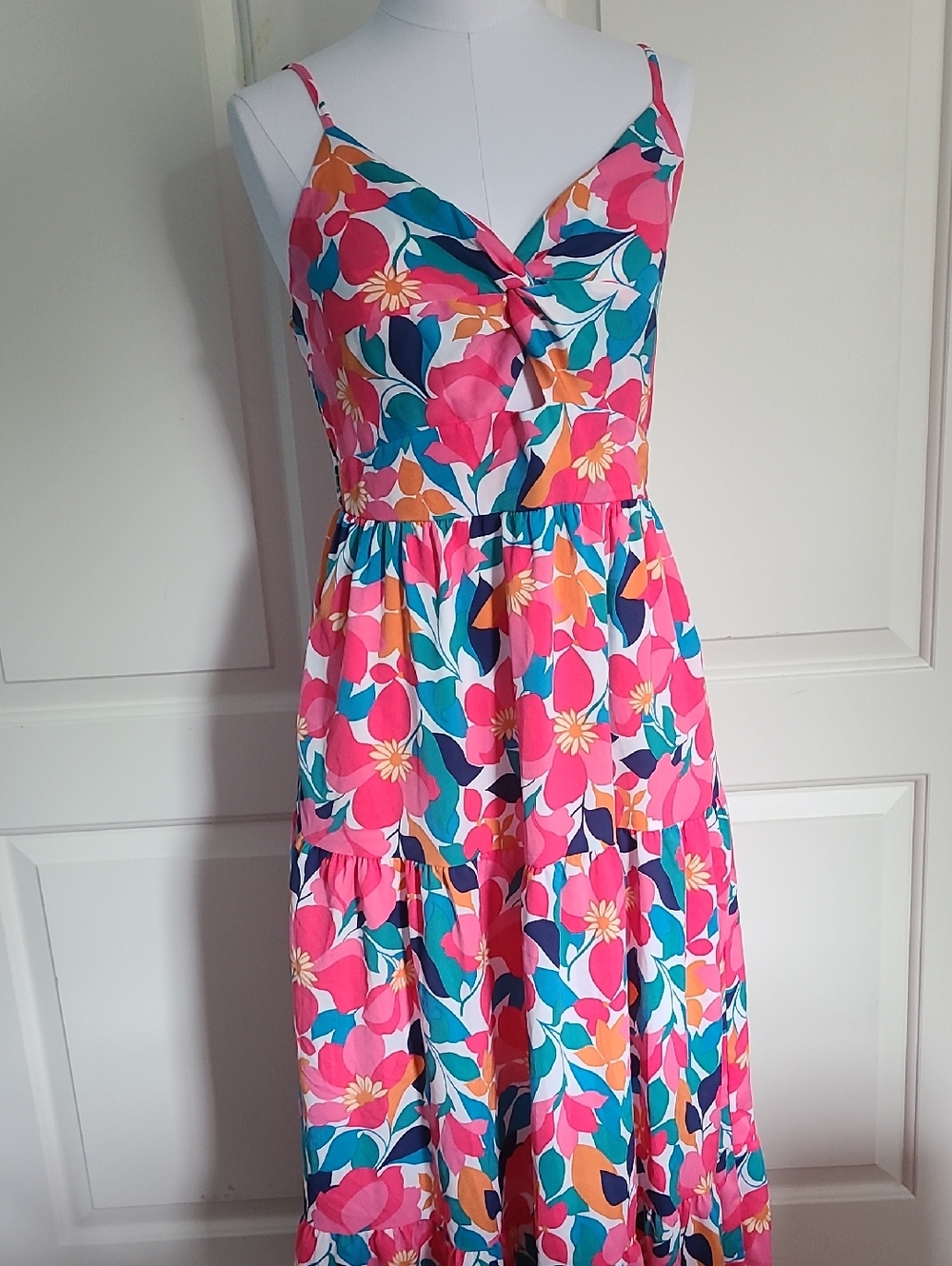 NWOT Colorful Floral Tiered Smocked Maxi Dress